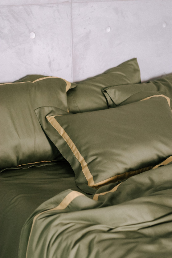 Khaki with dark gold wide trim №5