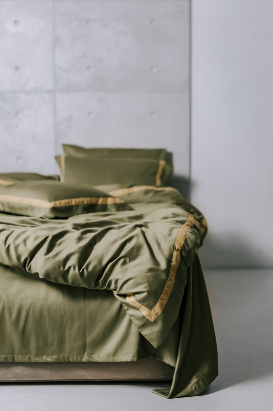 Khaki with dark gold wide trim №4