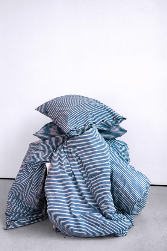 Blue denim with white stripes №3
