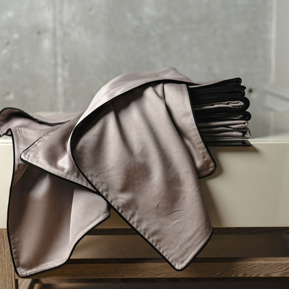Taupe with black trim
